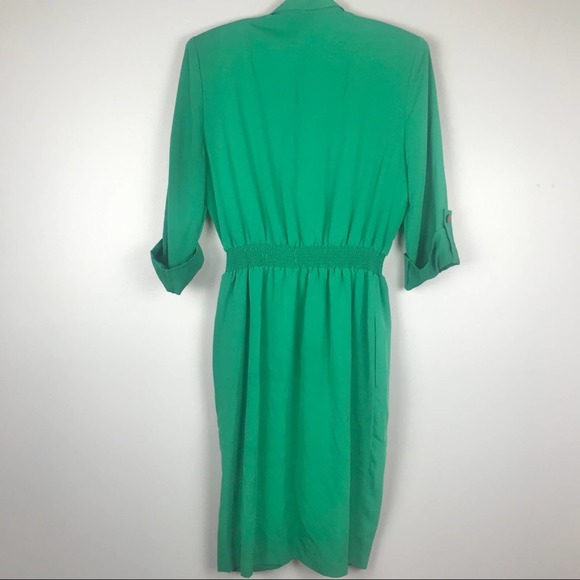 Vintage Emerald Green Dress with Pockets - Picture 2 of 7